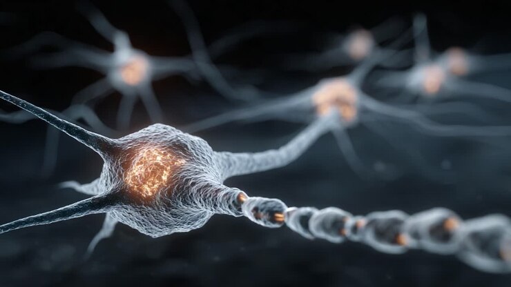 Microscopic View of Neurons Connecting: A Stunning Exploration of Neural Networks and Their Intricate Architecture Highlighted by Glowing Synapses
