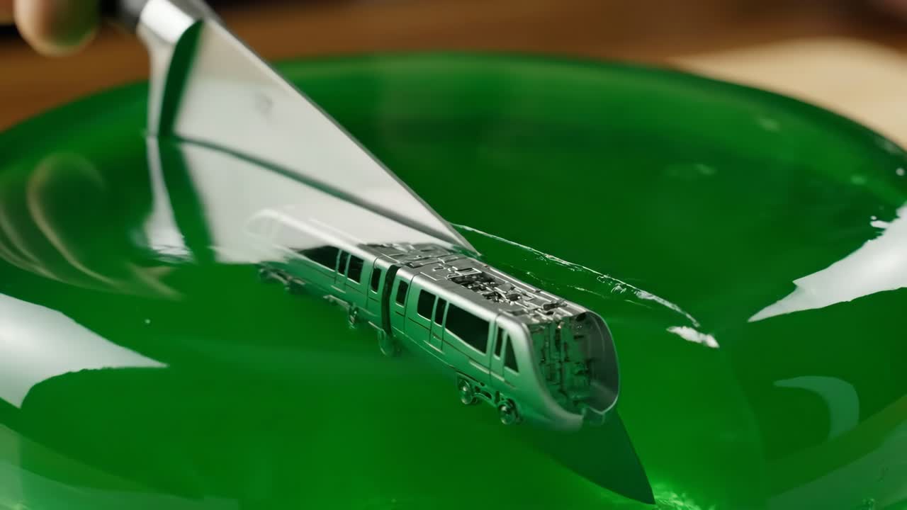 Train cut from Jello