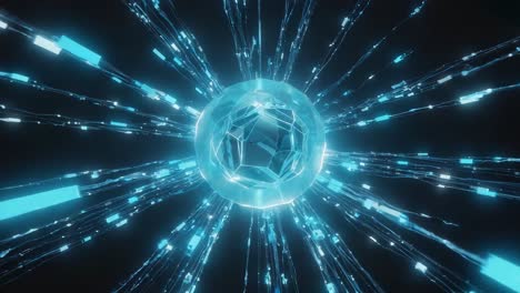 abstract digital core with emanating data connections