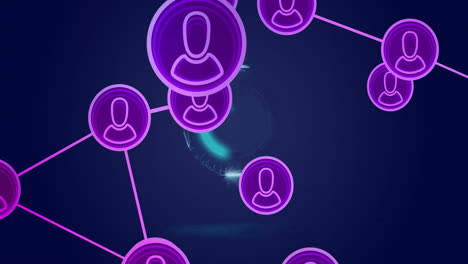 animación de la red de iconos de usuario conectados sobre fondo digital