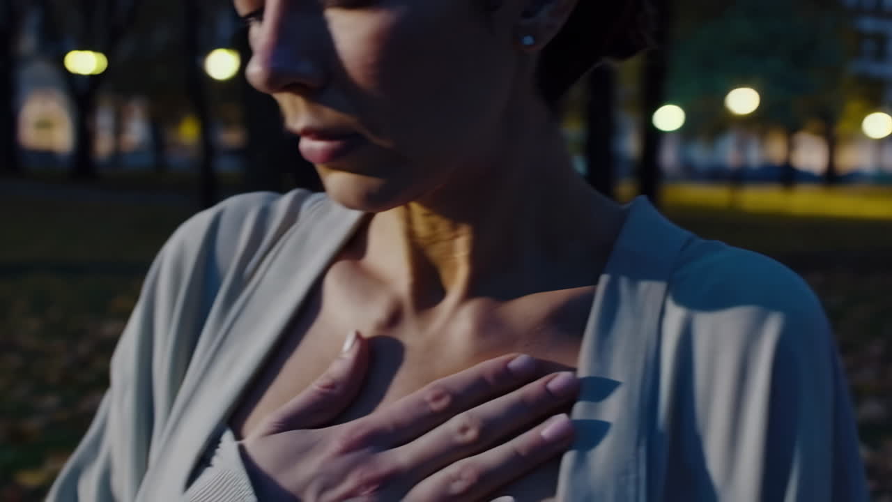 Woman in Park at Night
