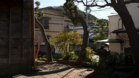 typical small japanese town scenery at temple grounds