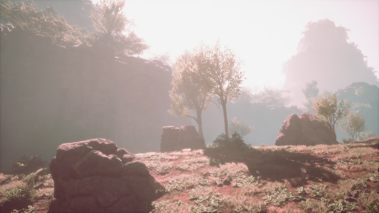 国立公園の ⁇ り空の下の赤い岩の形成