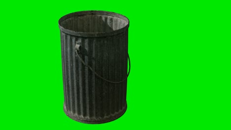 metal-trash-bin-on-green-chromakey-background