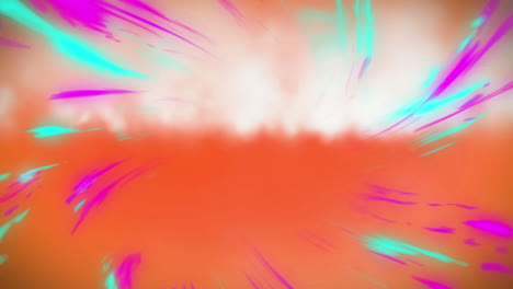 animación digital de ondas digitales púrpuras y verdes contra un fondo naranja