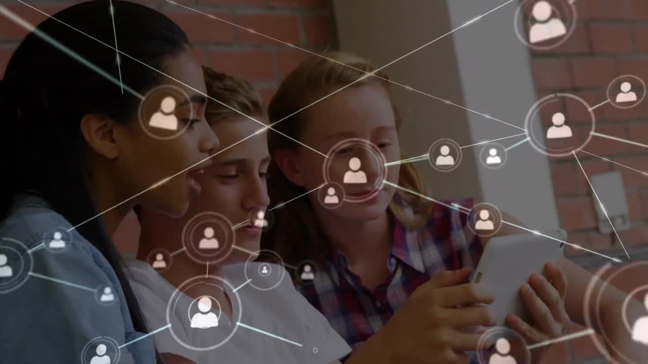 animación de la red de conexiones sobre los estudiantes en el aula