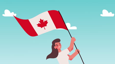 woman holding canadian flag