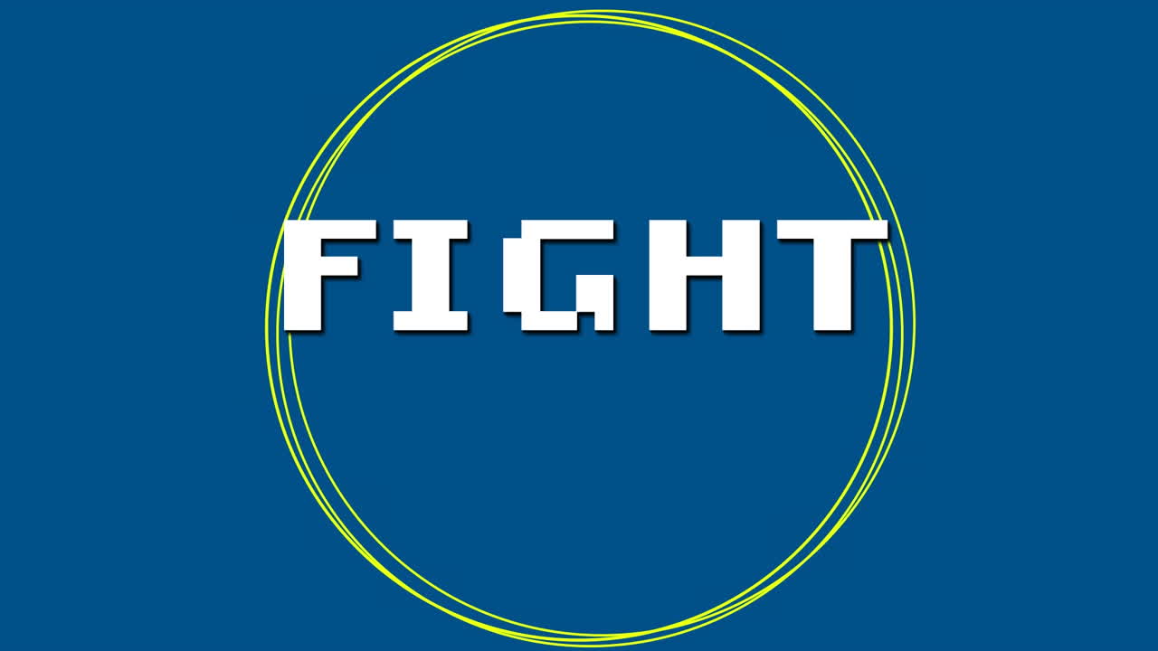 animación de la lucha sobre fondo azul con círculo