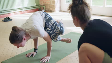 yoga practice with instructor