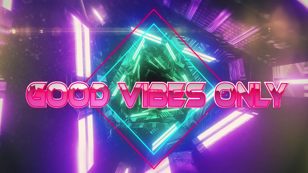 움직이는 디지털 터널을 통해 좋은 진동의 애니메이션만 텍스트