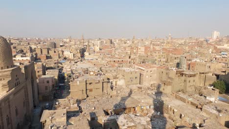 wide panorama of old cairo cityscape, scenic view of residential buildings, egypt