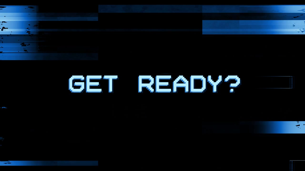 Animated 'Get Ready' Pixel Text with Glitch Distortion
