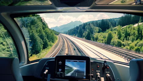 scenic view from train cabin during daytime journey through mountains