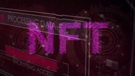 animation of nft text over scope scanning and data processing