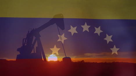 animación de barriles de petróleo y bandera de venezuela