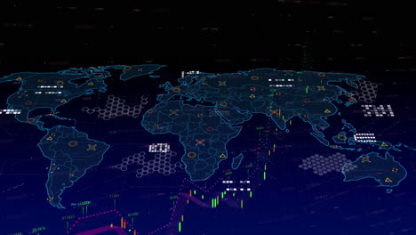 animación de marcadores y procesamiento de datos sobre el mapa del mundo