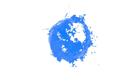 paint flows with splashes around sphere with attraction to its center.