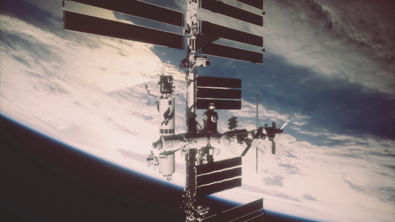 International space station orbiting earth while offering breathtaking views