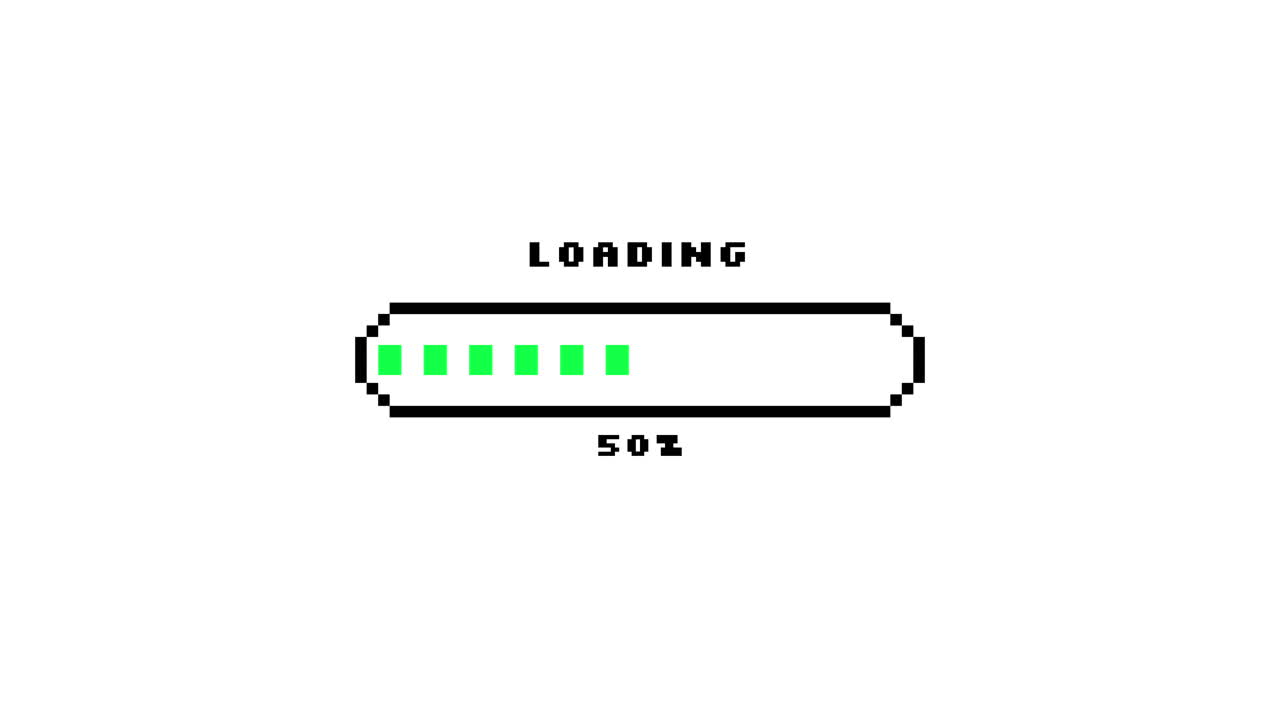 Pixel Art Loading Bar Animation with Percentage Progress