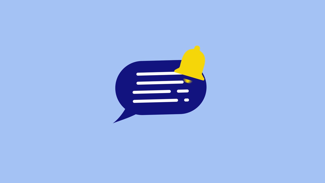 Animation af chatikon for sociale medier med notifikationsklokke isoleret på blå baggrund