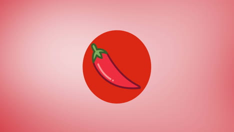 animación del icono de la pimienta de chile en fondo rojo