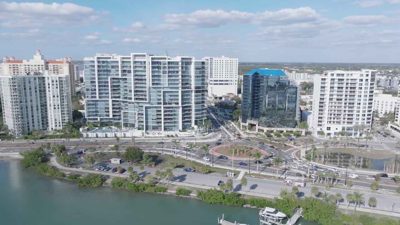 Orbiting downtown Sarasota's vibrant scene, highlighting the new roundabout