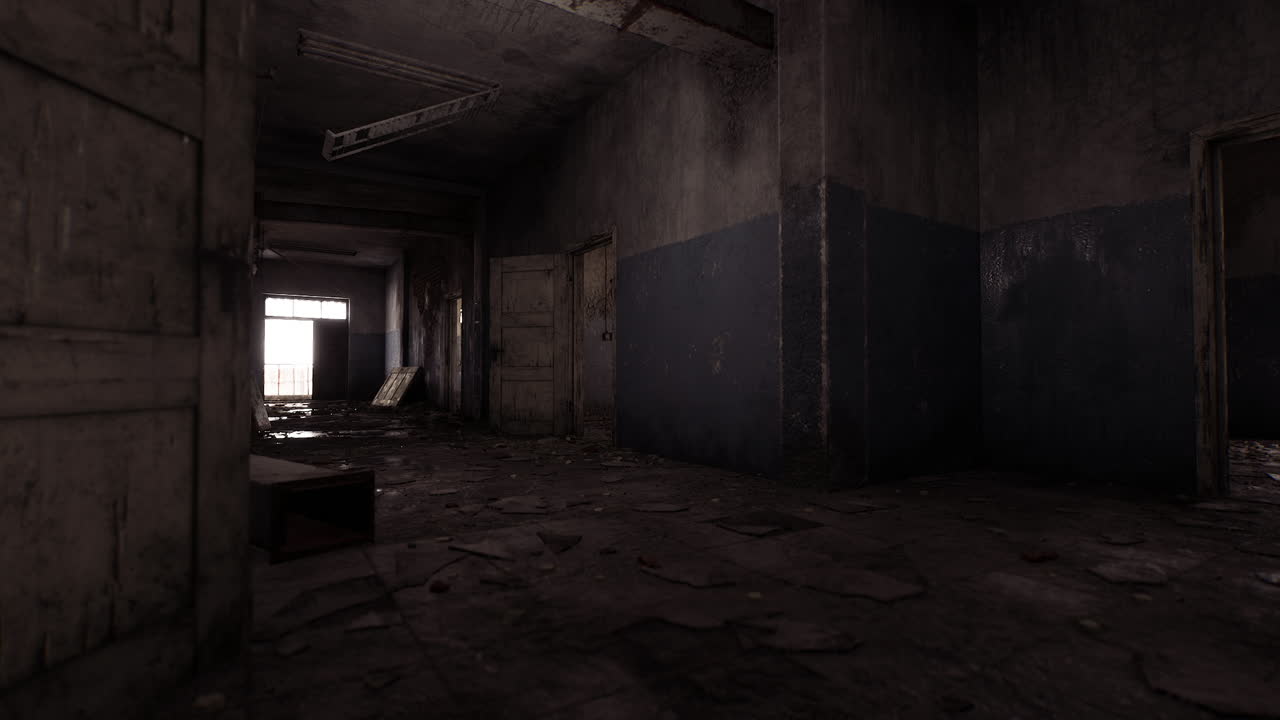 Explorando un edificio abandonado con paredes deterioradas y escombros