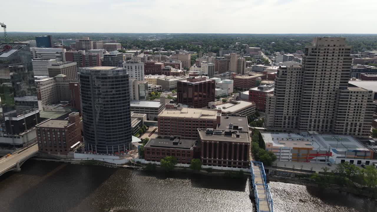 Aerial View of Grand Rapids, Michigan Downtown