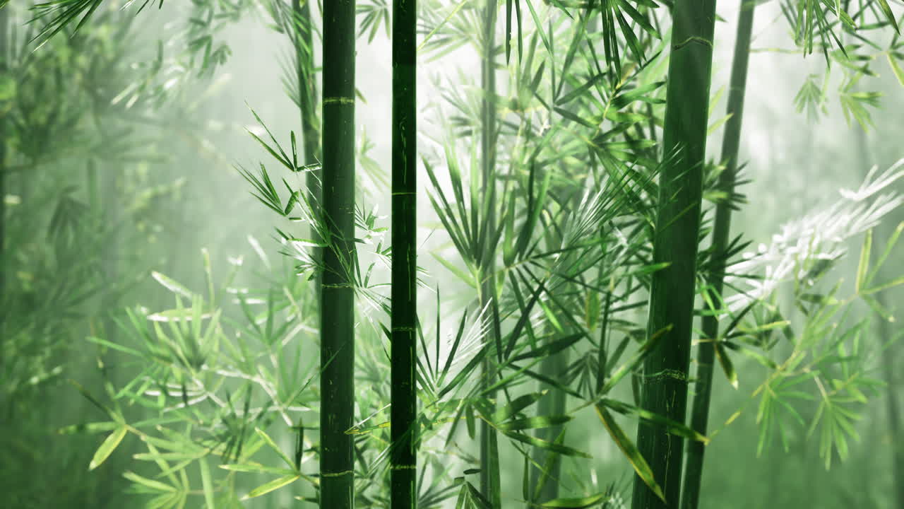 Lush green bamboo forest creating a serene and tranquil atmosphere in nature