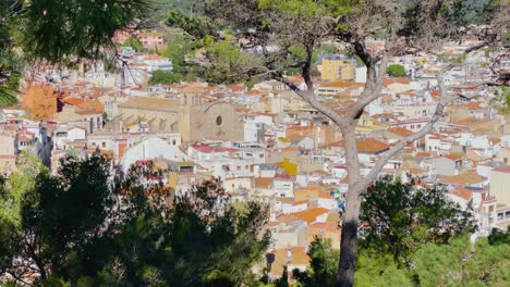 old town aerial view of tossa de mar church roofs