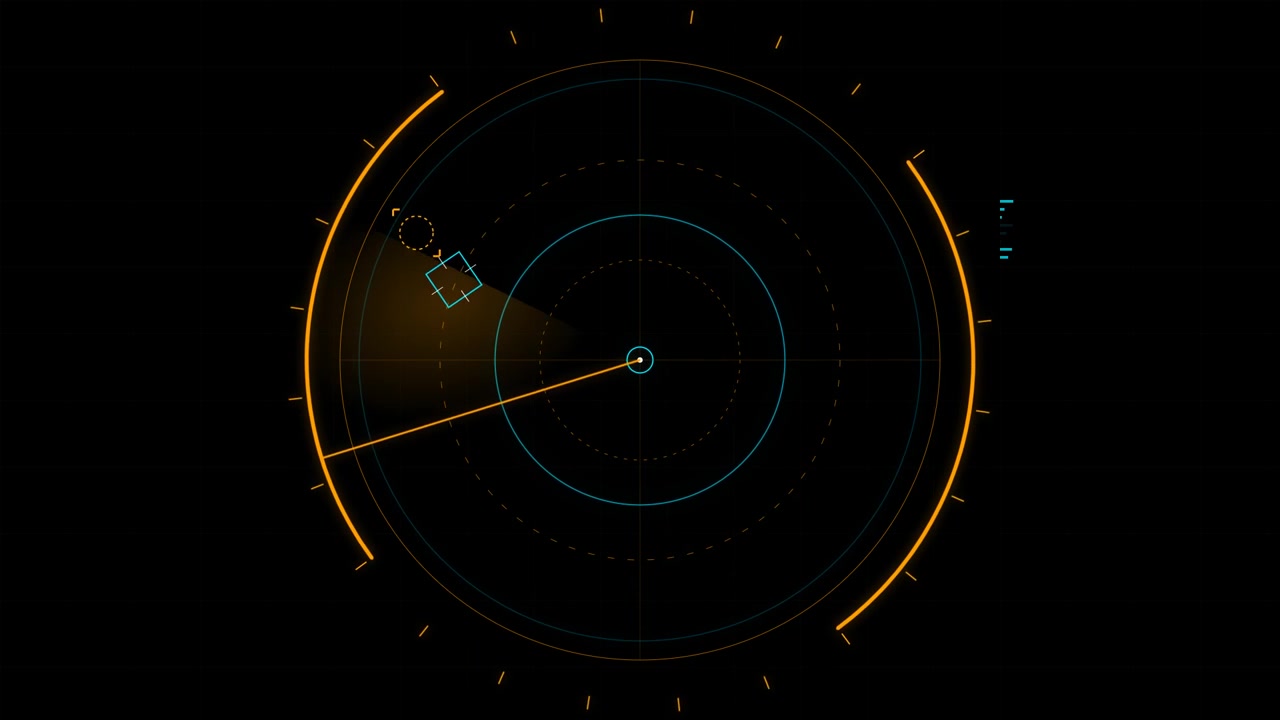 Interfaccia dello schermo radar digitale con scansione di obiettivi