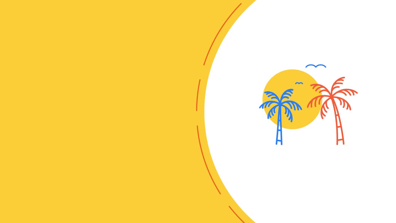 4k video of cartoon two palm trees design.
