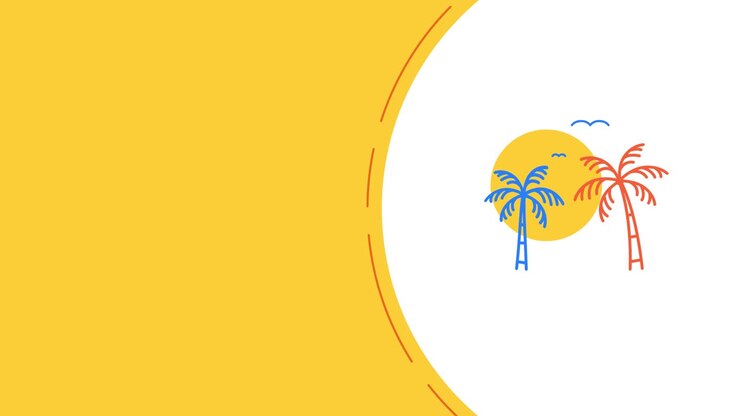 4k video of cartoon two palm trees design.