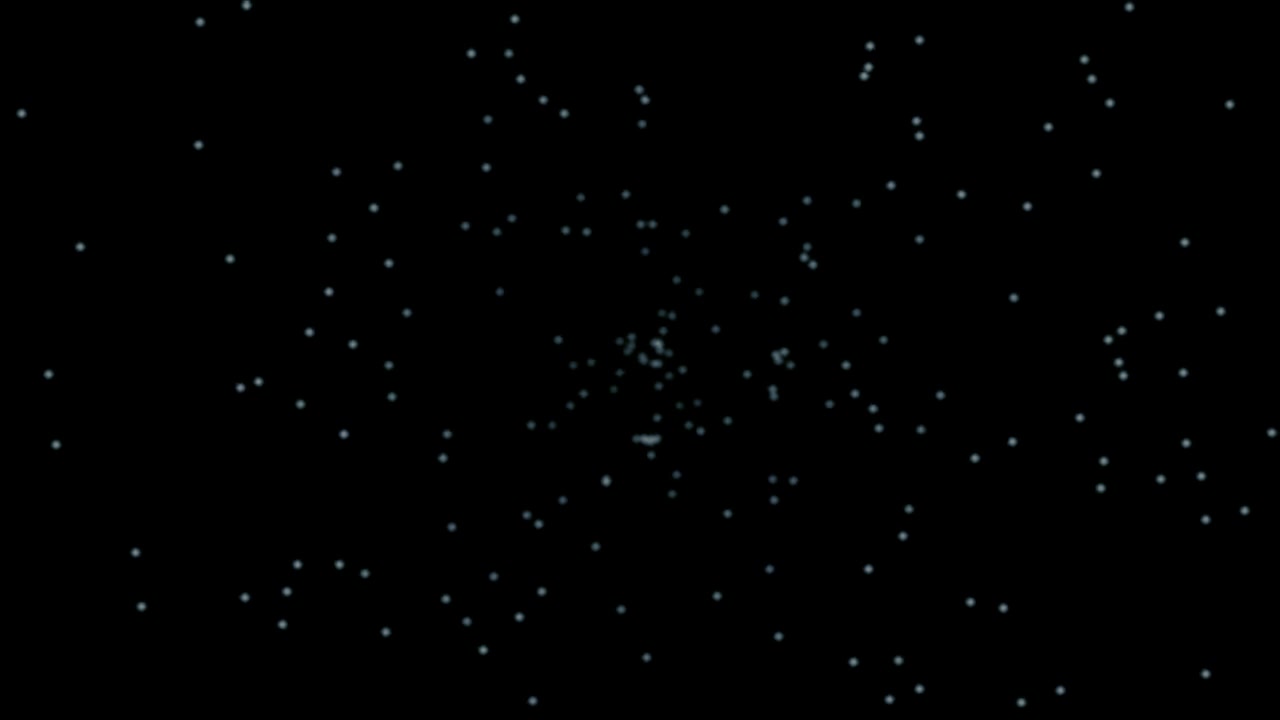 Abstract Animation of Glowing Particles Moving Through Space