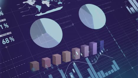 animación del procesamiento de datos financieros a través de la red