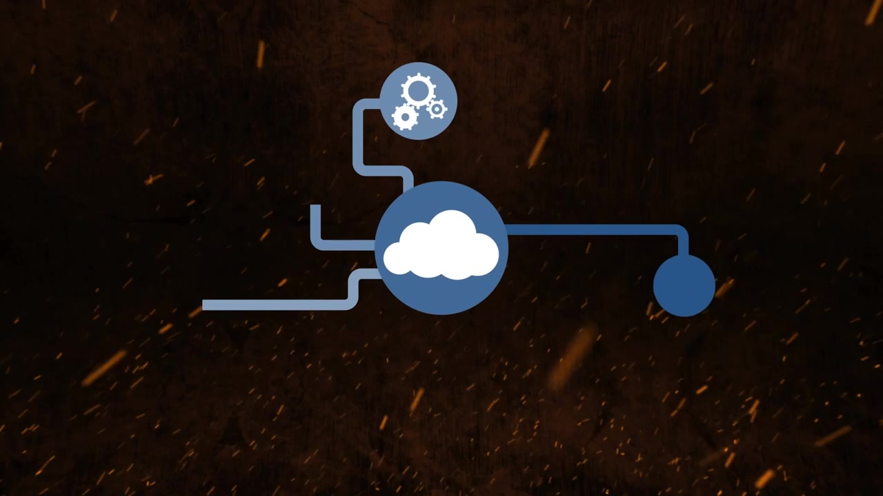 Animation of media icons on black background