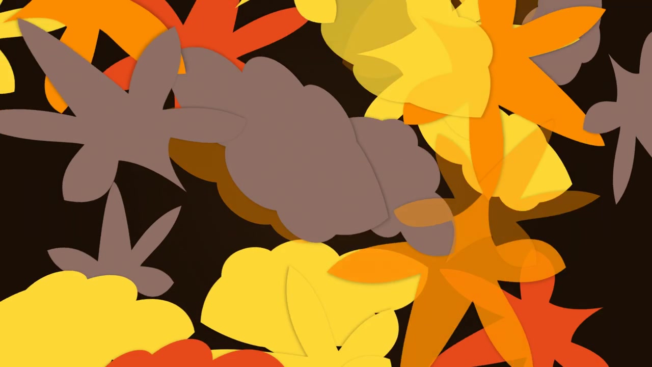 Abstract Animation of Falling Autumn Leaves in Warm Colors
