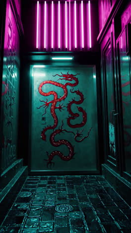 neon dragon corridor