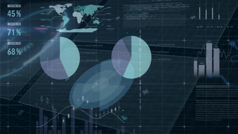 visualizing global statistics with charts and graphs, data analytics in animation