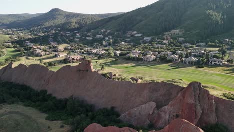 flyover slanted bedding plane rock formation in colorado rockies