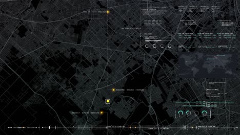mapa digital de la ciudad futurista gps