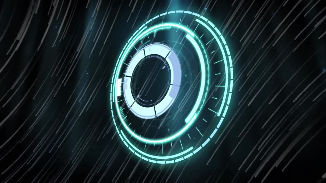 Animation of loading circle over black space with shooting stars