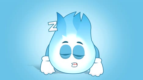 dibujos animados llama de gas sueño descanso roncar con animación facial alfa mate