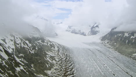 great aletsch glacier in the bernese alps in the swiss canton of valais, switzerland, aerial