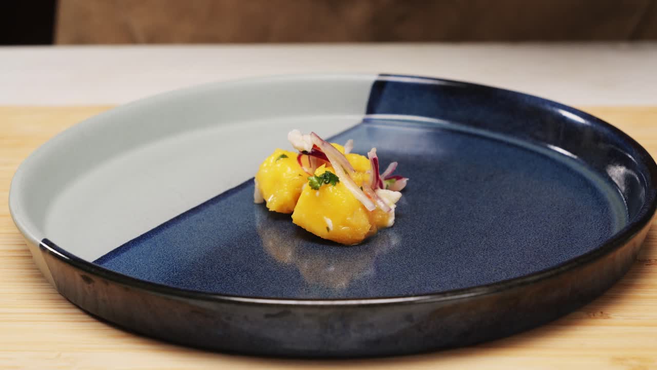 Close-up of a Delicious Ceviche with Mango