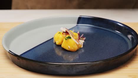 close-up of a delicious ceviche with mango