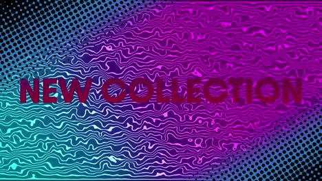 Animation-of-new-collection-text-in-repetition-on-purple-background