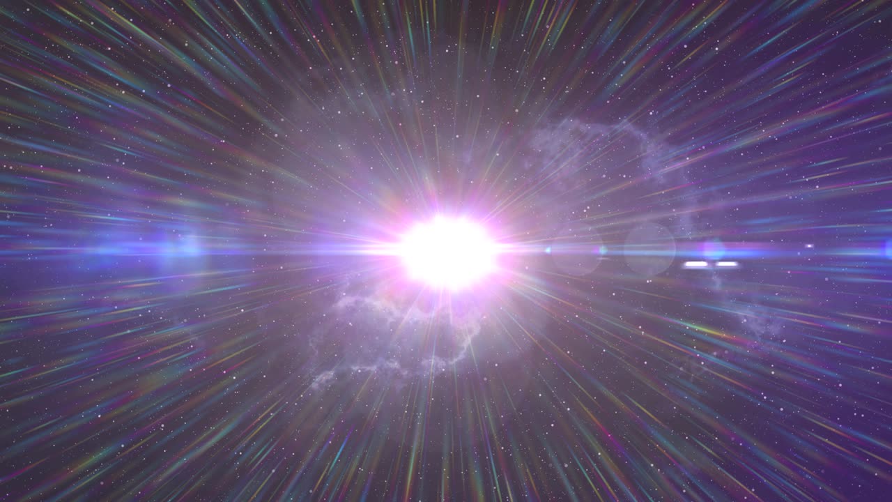 빛의 밝은  ⁇  반점과 밤하늘에 빛나는 광선