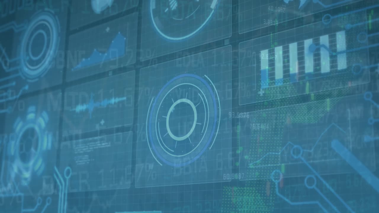 animación del procesamiento de datos sobre un fondo negro