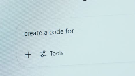 a user types “create a code for” into an ai chat interface, highlighting how artificial intelligence assists in programming and software development